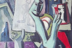 1947, Il camerino dell'attrice, olio su tela, 50x40 cm