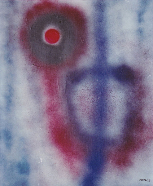 1976 Composizione, aerografo su tela, 60x50 cm