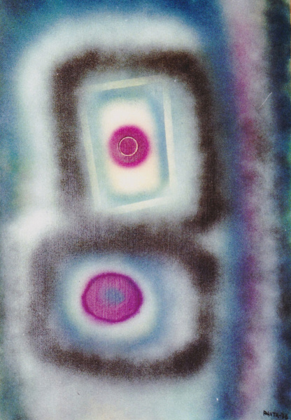 1976, Composizione, aerografo su tela, 90x60 cm