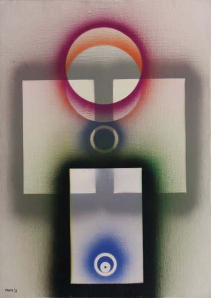 1977, Composizione, nitroacrilico su tela, 70x50 cm