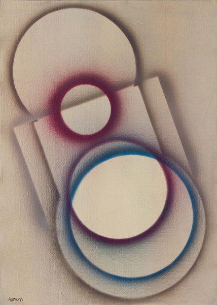 1977, Composizione sulla diagonale, nitroacrilico su tela, 70x50 cm