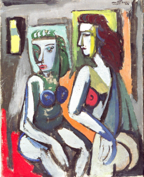 1947, Le modelle nello studio, olio su tela, 50x40 cm