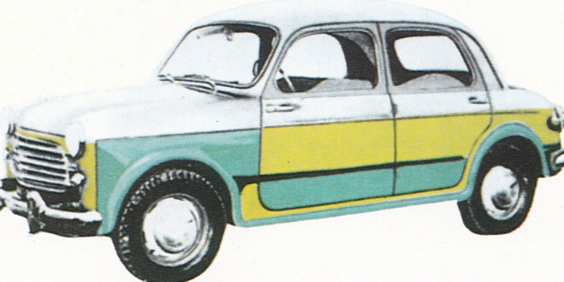 1954, Ideo Pantaleoni proposta per un nuovo uso del colore nelle carrozzerie d'auto