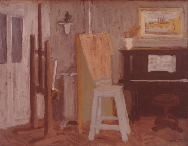 1942, Interno del mio studio, olio su tavola, 40x50 cm