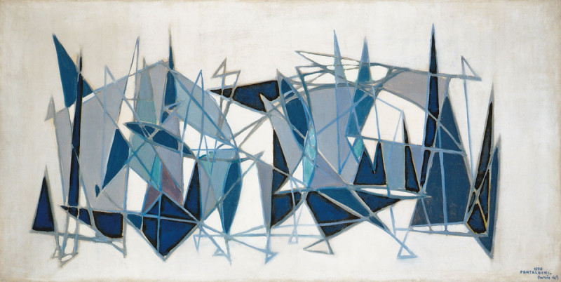 1949, Composizione N.4 , olio su tela, 50x100 cm