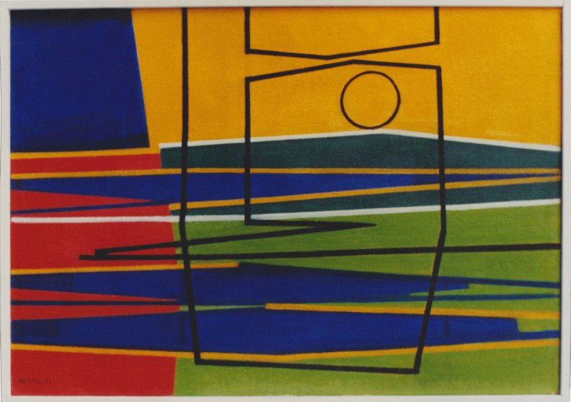 1953, Composizione, tempera verniciata su tela, 50x70 cm
