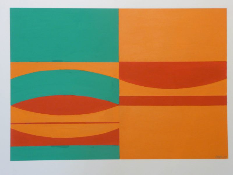 1955, Composizione, tempera su cartone, 50x70 cm
